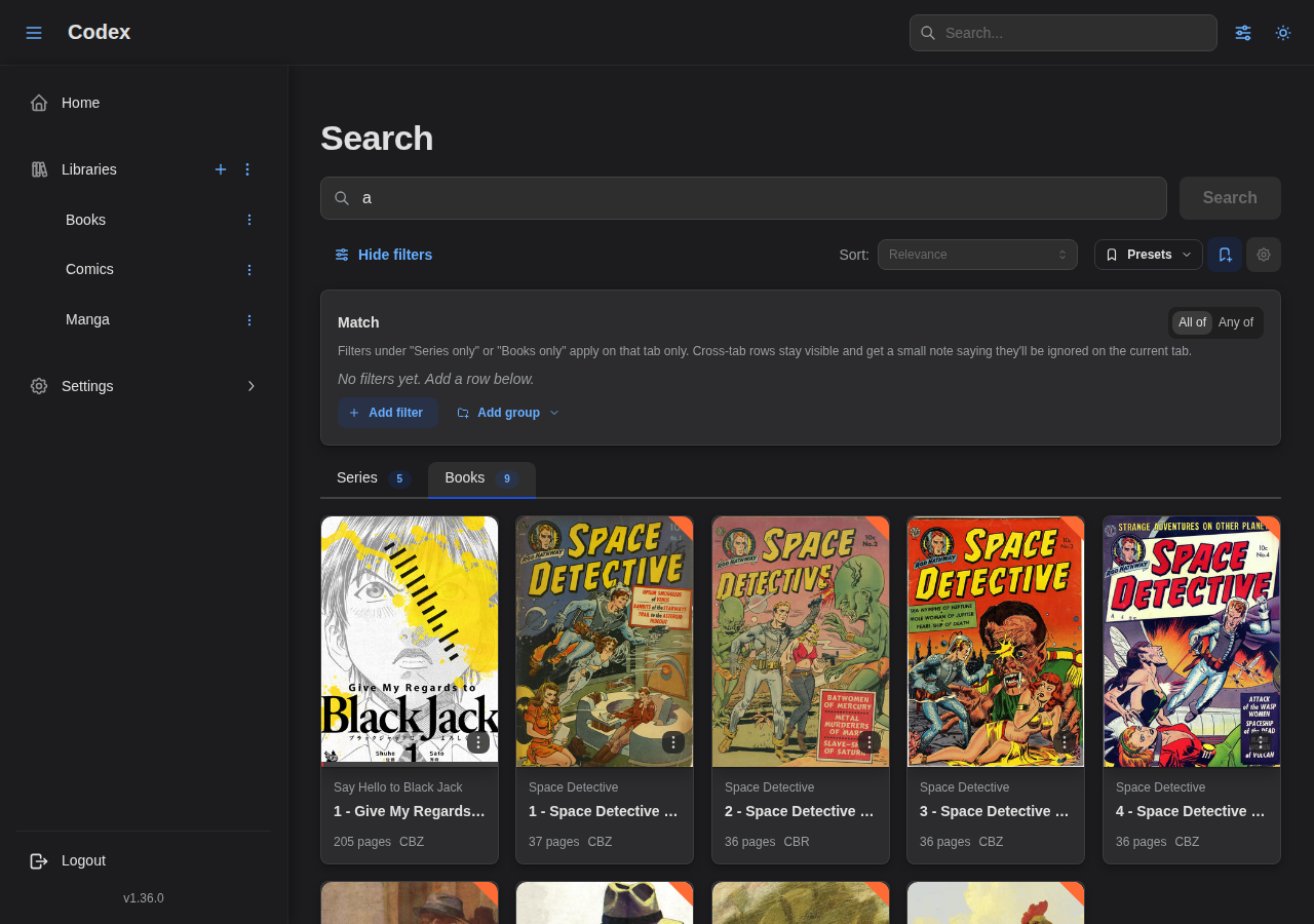 Advanced search results — Books tab