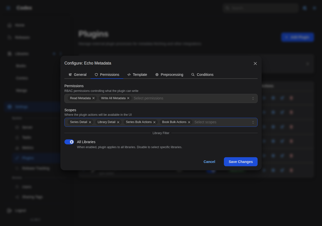 Config Modal - Permissions Filled