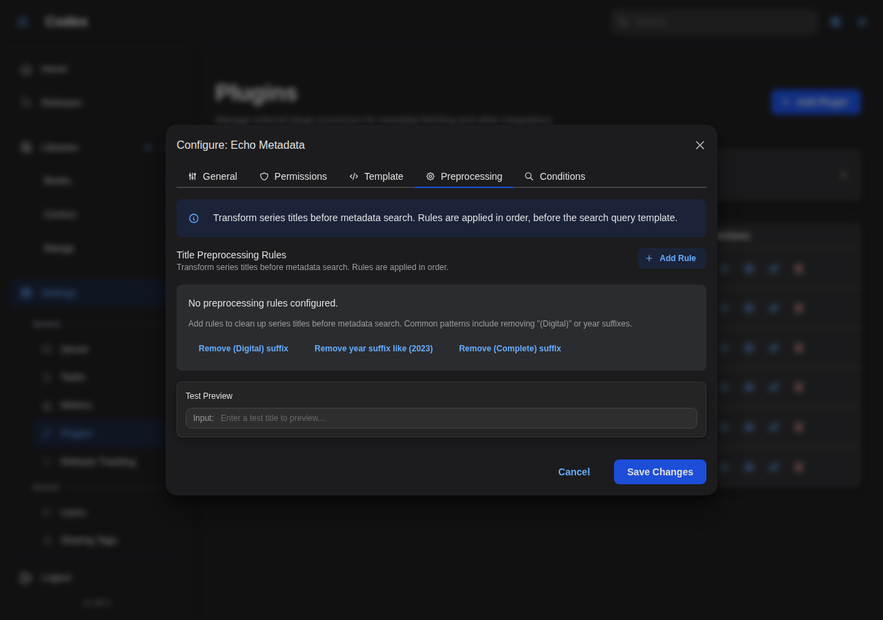 Plugin Search Preprocessing Settings