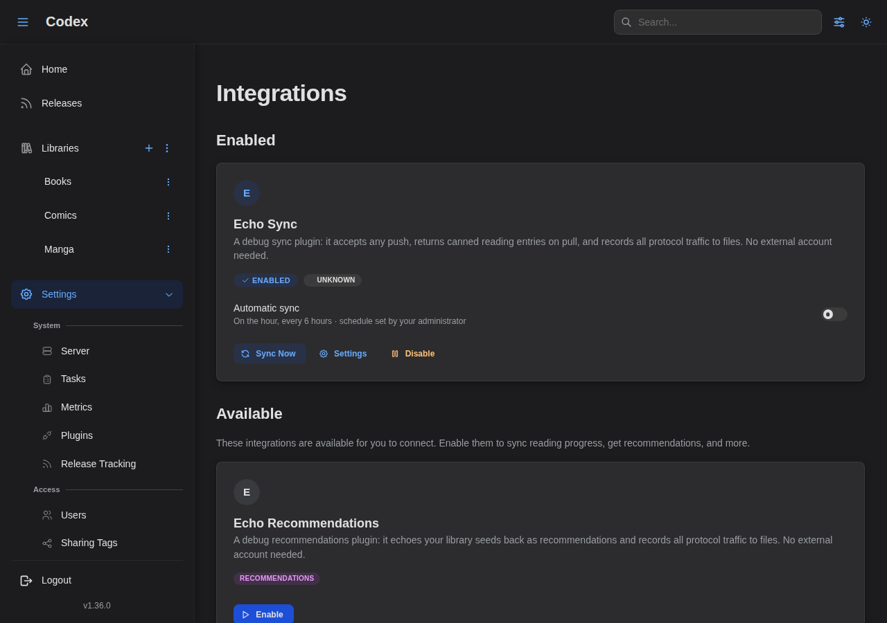 User Integrations - Enabled Sync